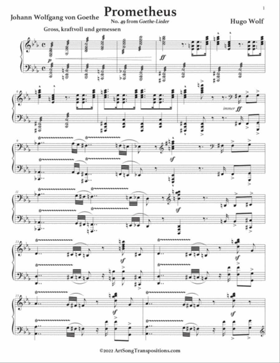 WOLF: Prometheus (transposed to C minor) Voice scores gallery preview page 2