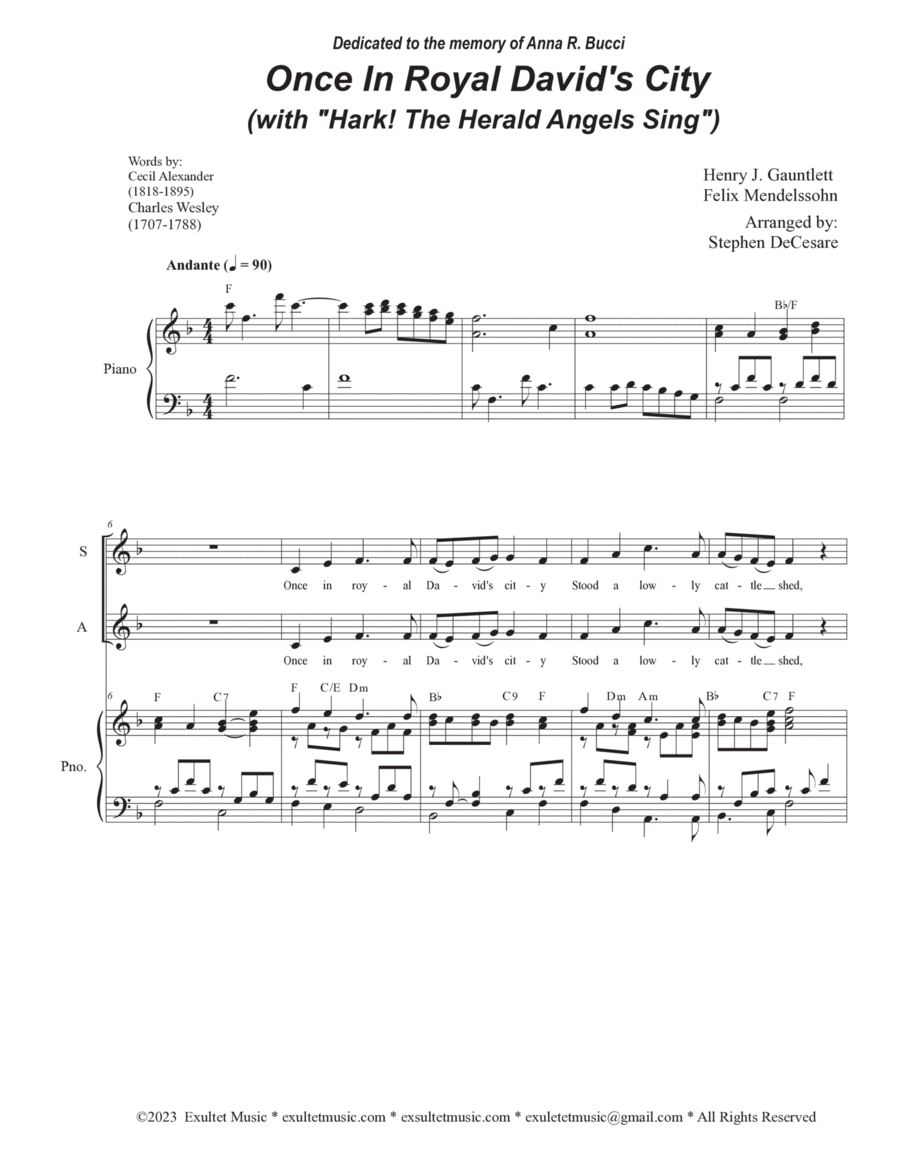 Once In Royal David's City (with "Hark! The Herald Angels Sing") (SATB) image number null