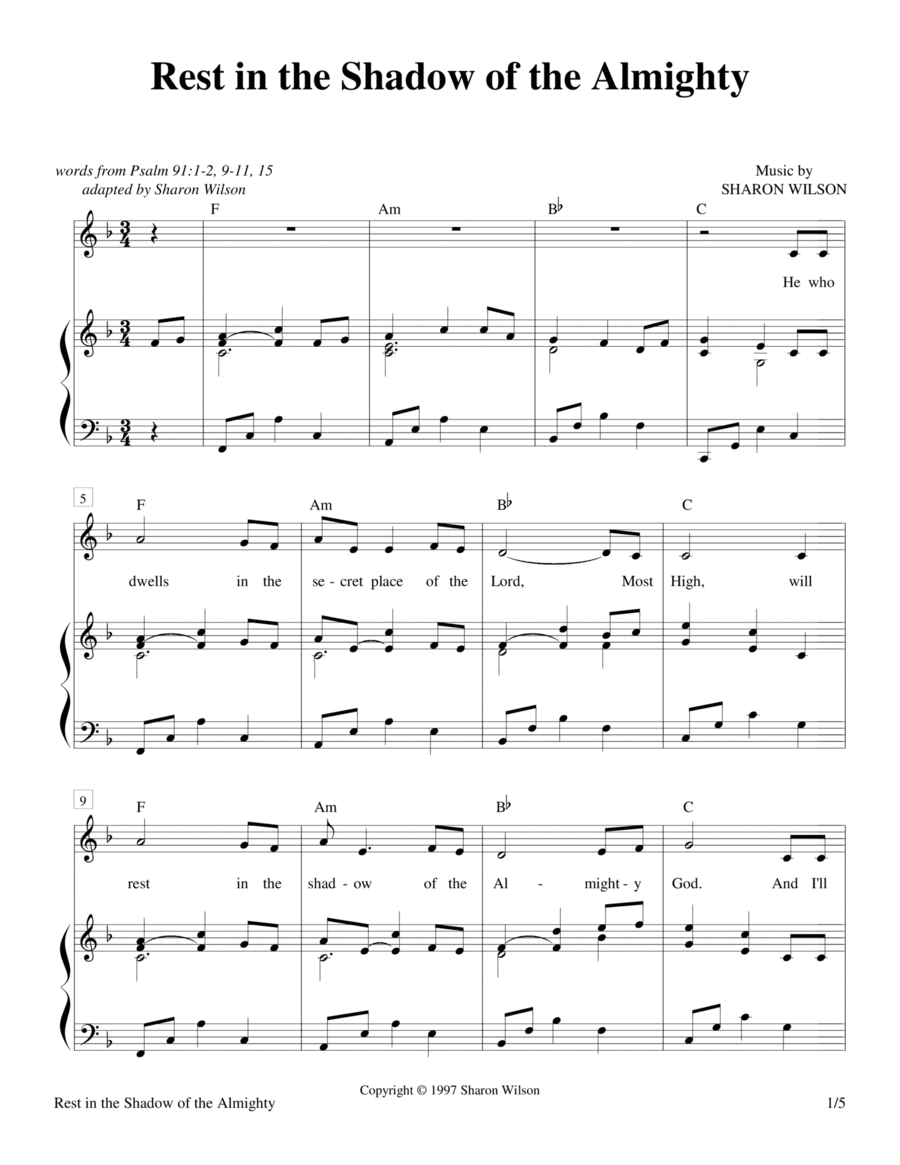 Rest in the Shadow of the Almighty (Psalm 91) Voice scores gallery preview page 1