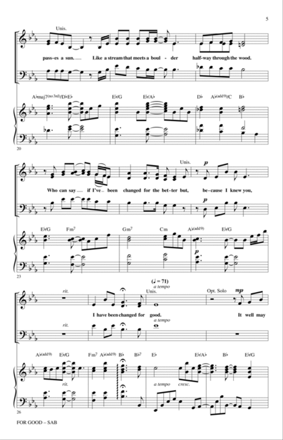For Good (from Wicked) (arr. Mac Huff) 3-Part scores gallery preview page 3