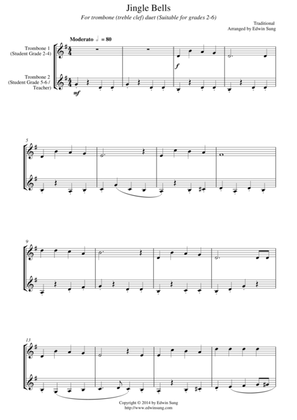 Jingle Bells (for trombone duet (treble clef), suitable for grades 2-6)