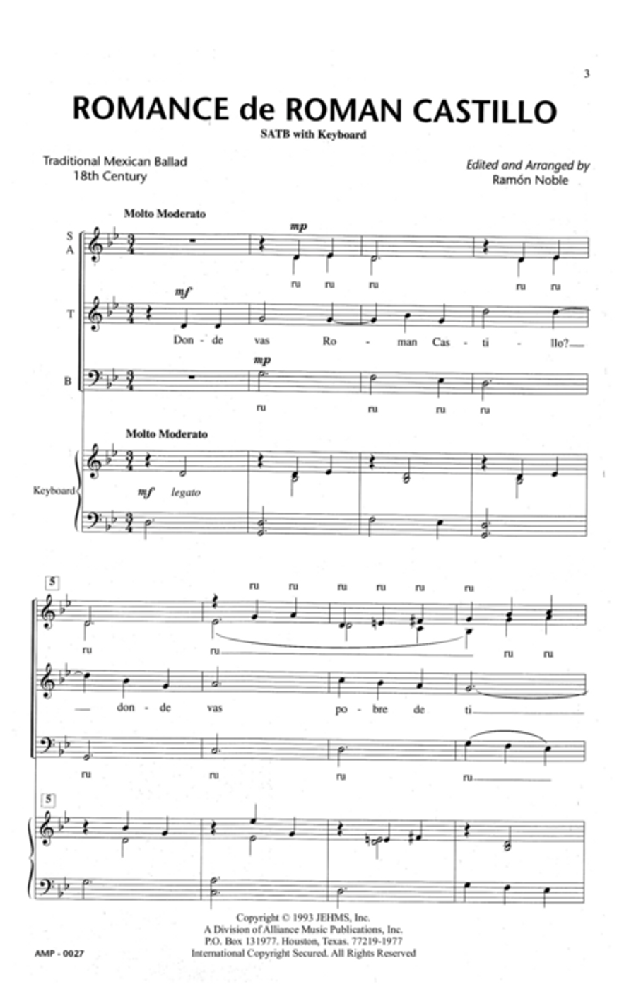 Romance de Roman Castillo 4-Part scores gallery preview page 6