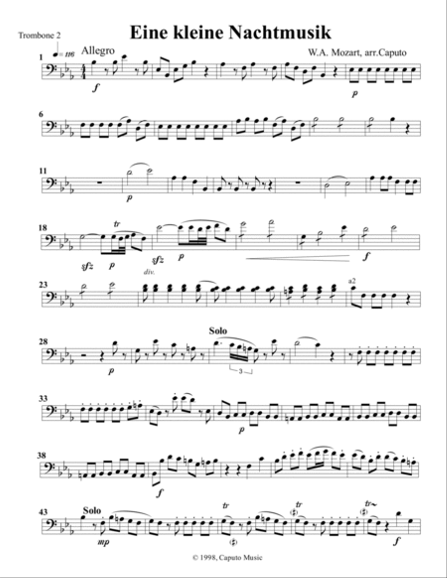 Low Brass-Eine kleine Nachtmusik-Set of Parts Brass Ensemble scores gallery preview page 3