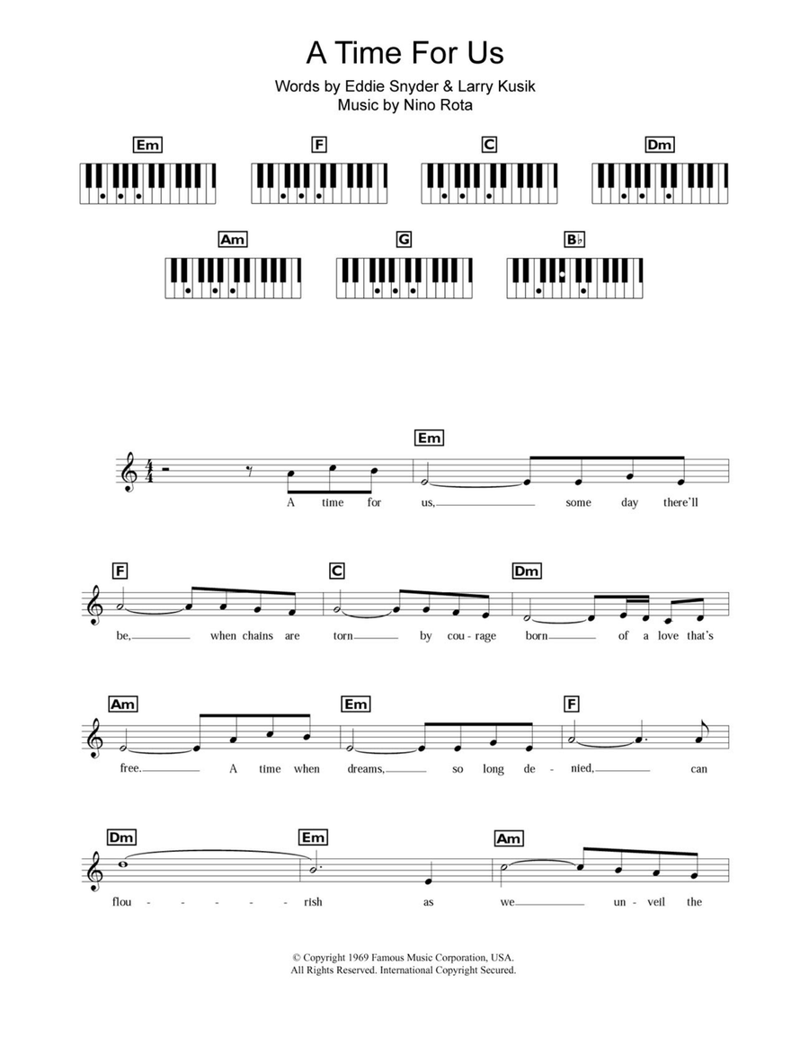 A Time For Us (Love Theme from Romeo and Juliet) Piano Solo scores gallery preview page 1