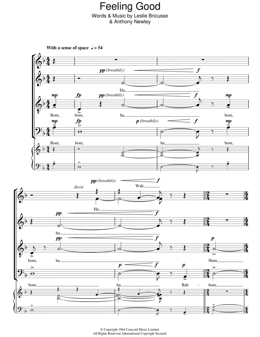 Feeling Good Feeling Good 4-Part scores gallery preview page 1