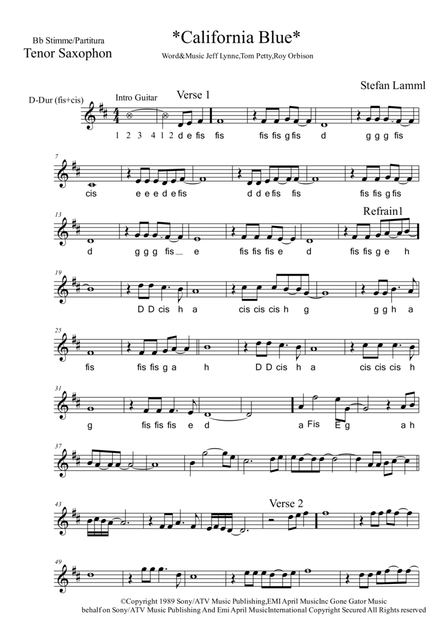 California Blue Easy Piano scores gallery preview page 1
