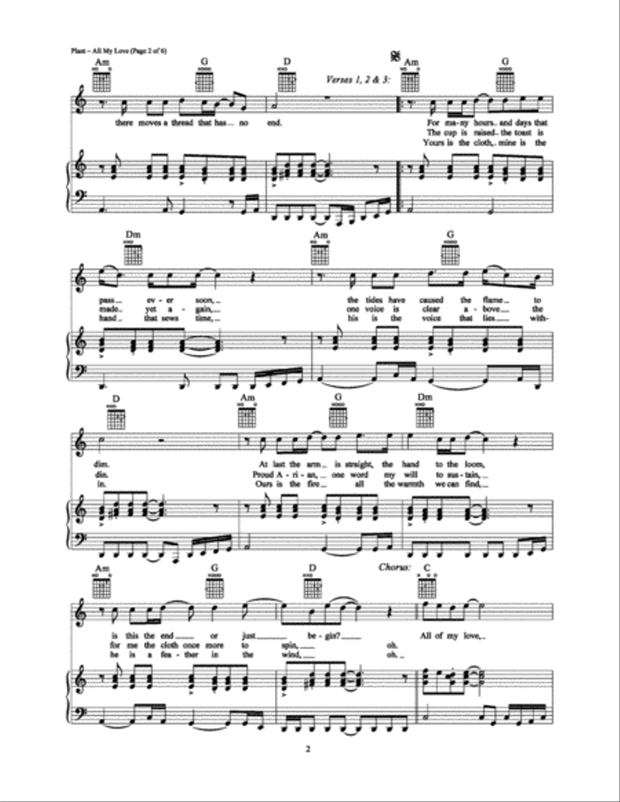 All My Love All My Love Piano, Vocal, Guitar scores gallery preview page 2