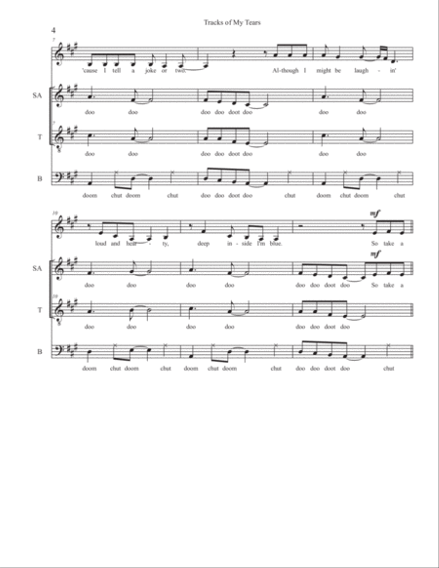 The Tracks Of My Tears 4-Part scores gallery preview page 4