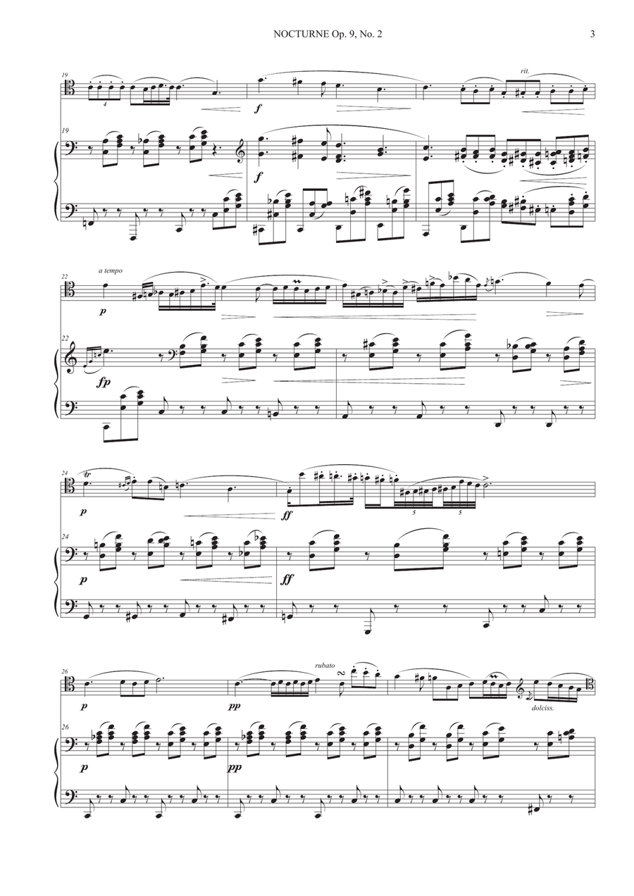 Nocturne Op. 9, No. 2 for Cello and Piano Piano scores gallery preview page 3