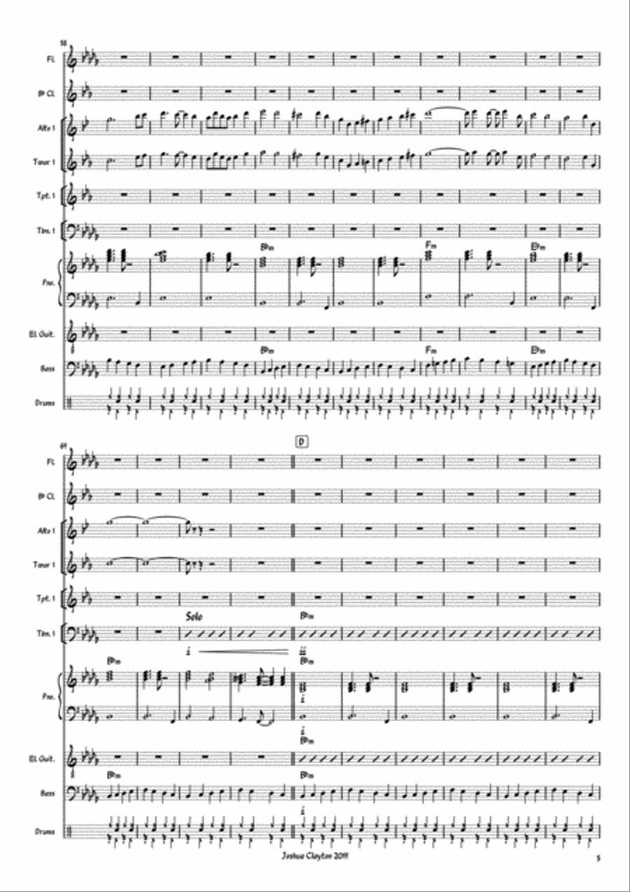 Serendipity - Coltrane influenced bebop tune. Jazz Ensemble scores gallery preview page 5