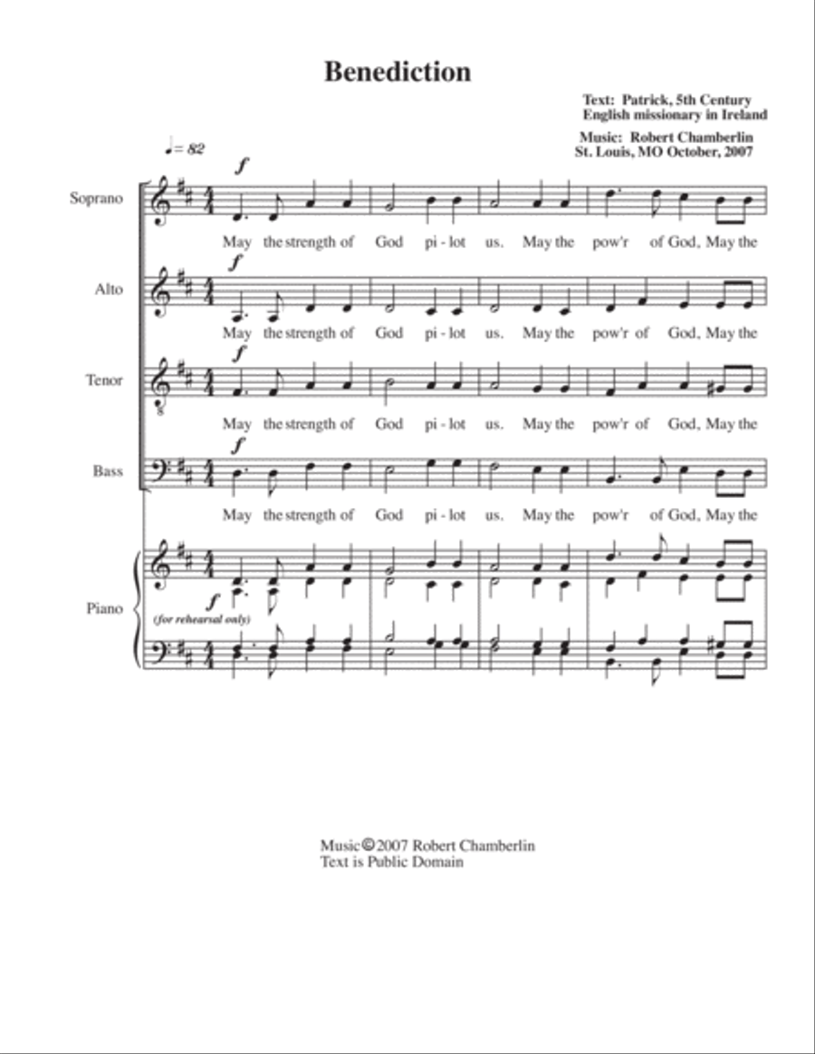 Benediction for SATB a cappella choir 4-Part scores gallery preview page 2