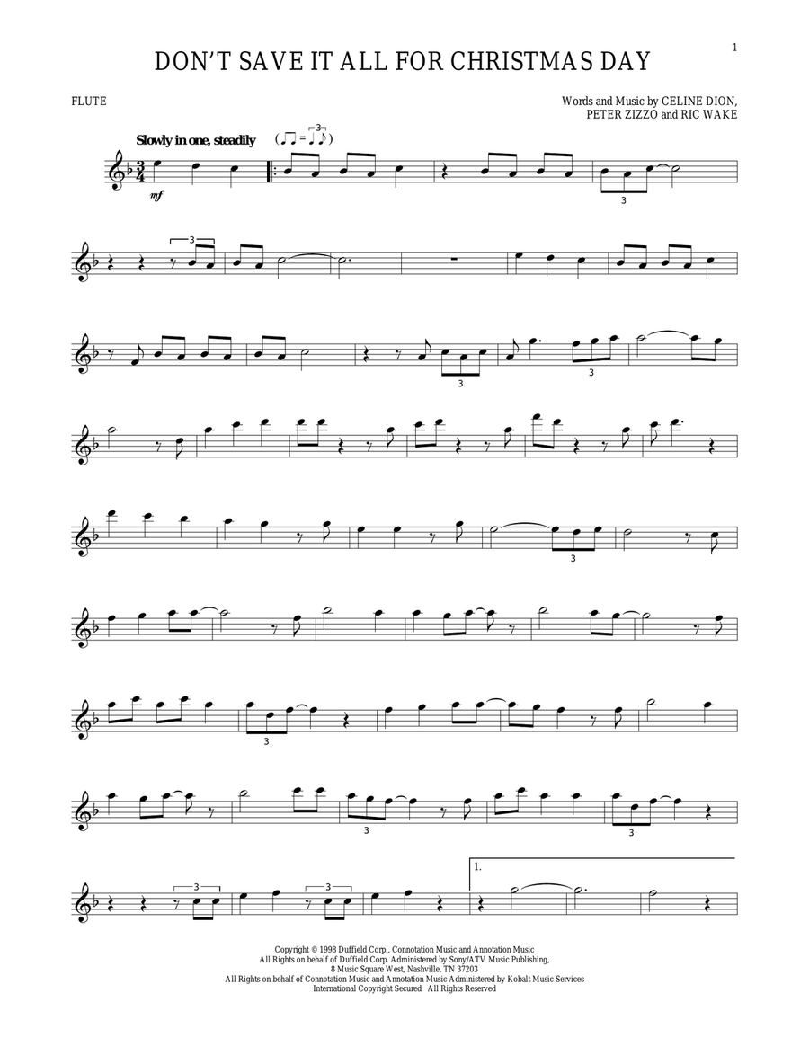 Don't Save It All For Christmas Day Flute Solo scores gallery preview page 1