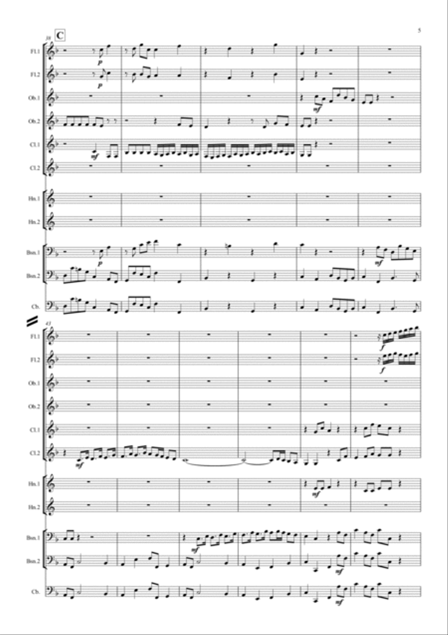 Handel: For unto us a Child is born (Messiah) - wind dectet School and Community scores gallery preview page 5