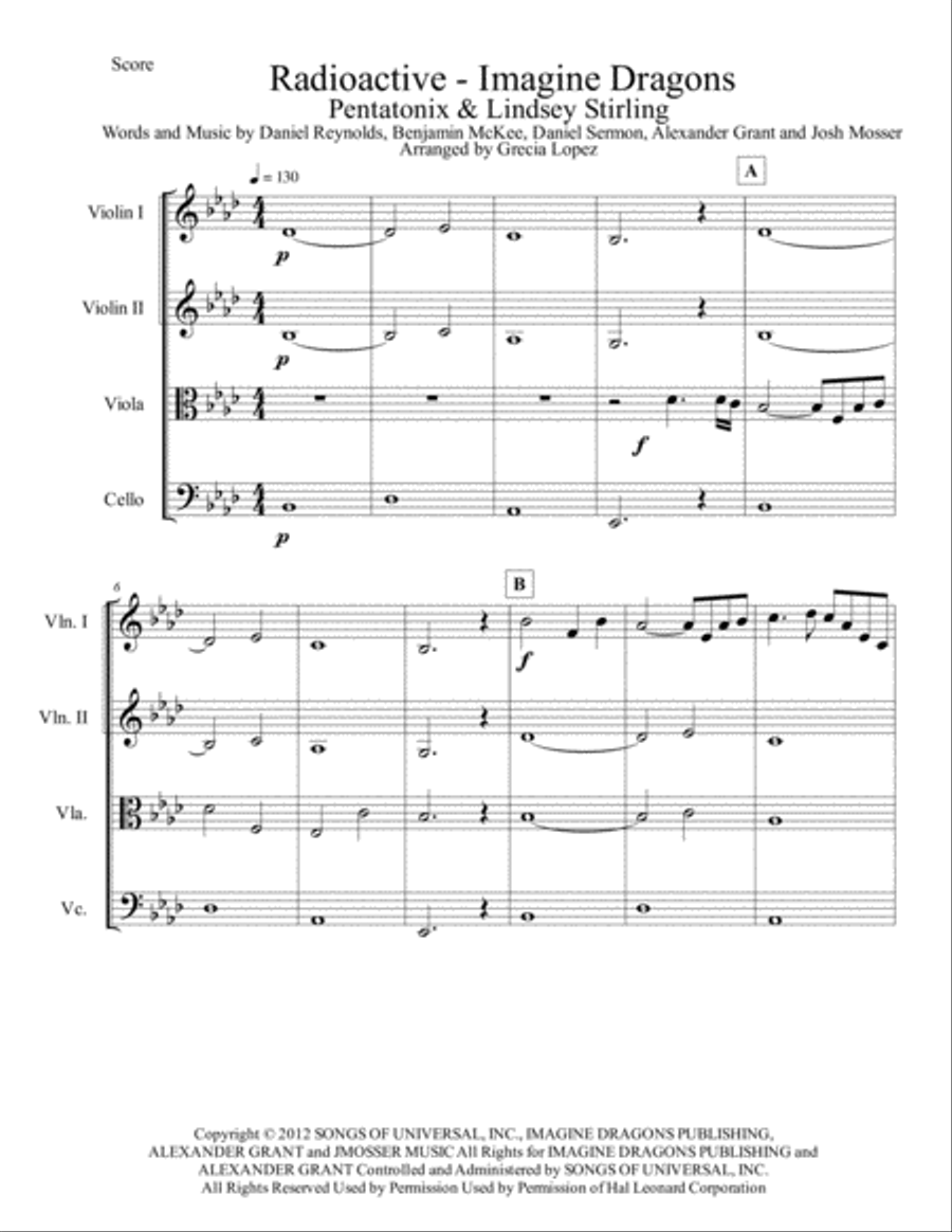 Radioactive String Quartet scores gallery preview page 1