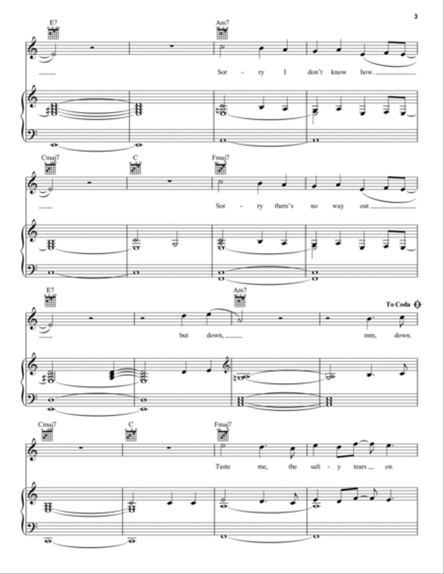 listen before i go Piano, Vocal, Guitar scores gallery preview page 3
