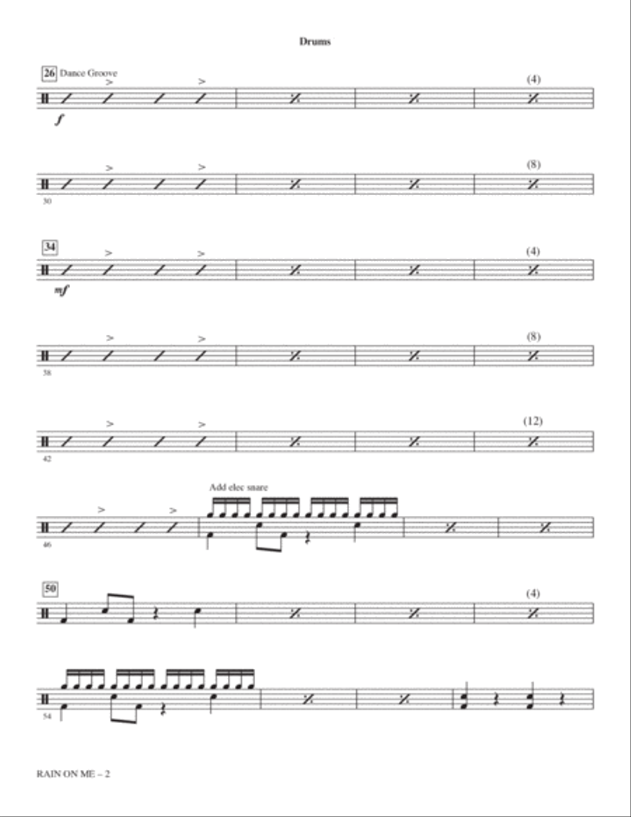 Rain On Me (arr. Mac Huff) - Drums Choir scores gallery preview page 2