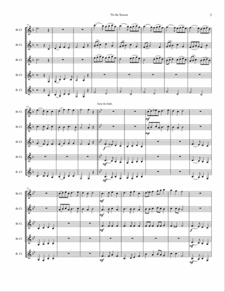 Tis the Season - A Christmas Medley for Clarinets Woodwind Ensemble scores gallery preview page 5