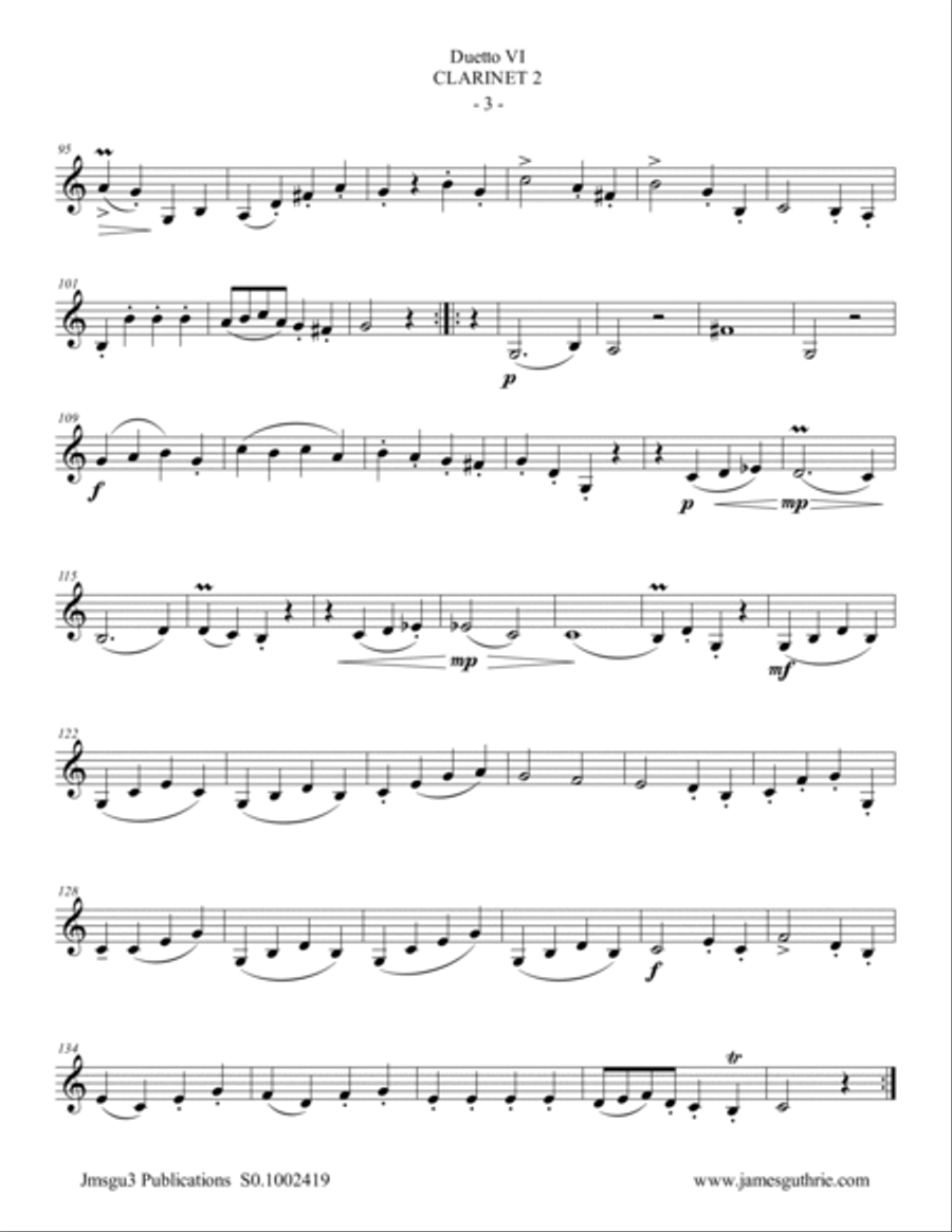 Stamitz: Duet Op. 27 No. 6 for Clarinet Duo Clarinet Duet scores gallery preview page 3