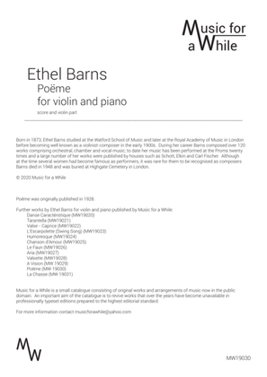 Ethel Barns - Poëme for violin and piano