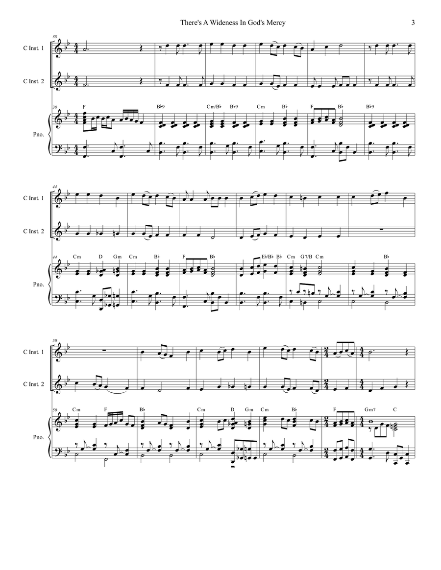 There's A Wideness In God's Mercy (Duet for C-Instruments) Piano scores gallery preview page 4