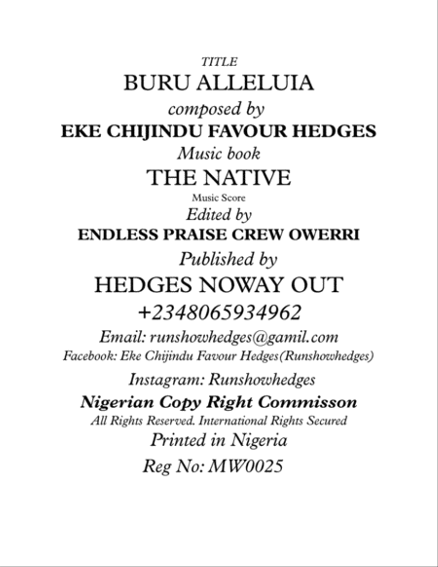 BURU ALLELUIA song 4-Part scores gallery preview page 1