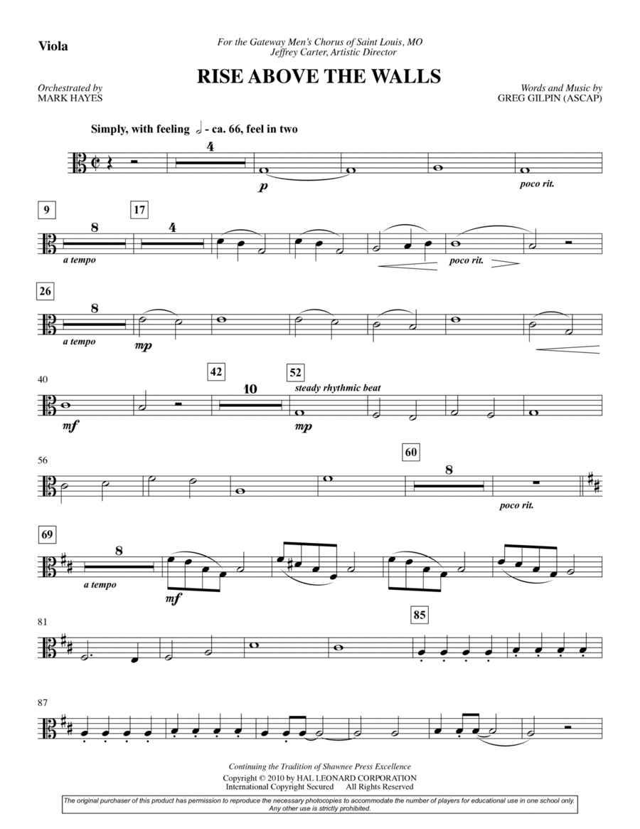 Rise Above The Walls - Viola Choir scores gallery preview page 1