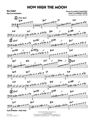 How High The Moon - Bass Clef Solo Sheet