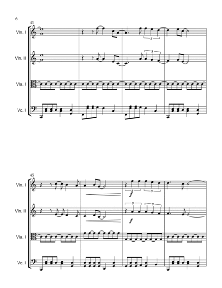Kiss The Girl String Quartet scores gallery preview page 6