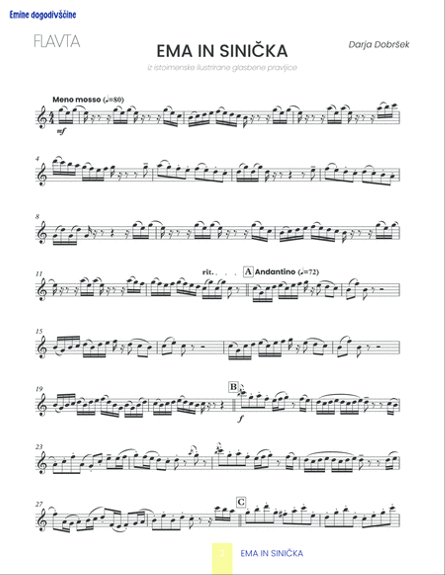 Ema and the bird Ema and the bird Flute Solo scores gallery preview page 2
