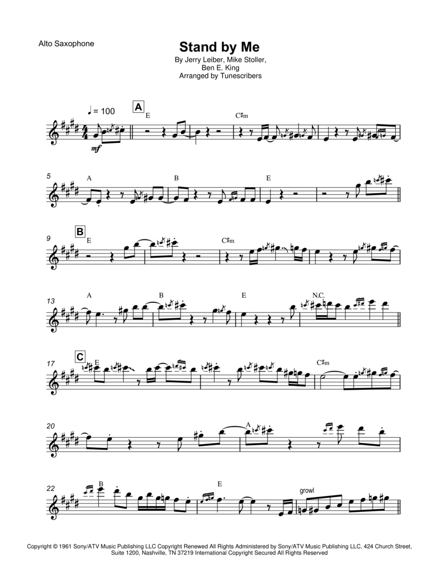 Stand by Me Alto Saxophone scores gallery preview page 1