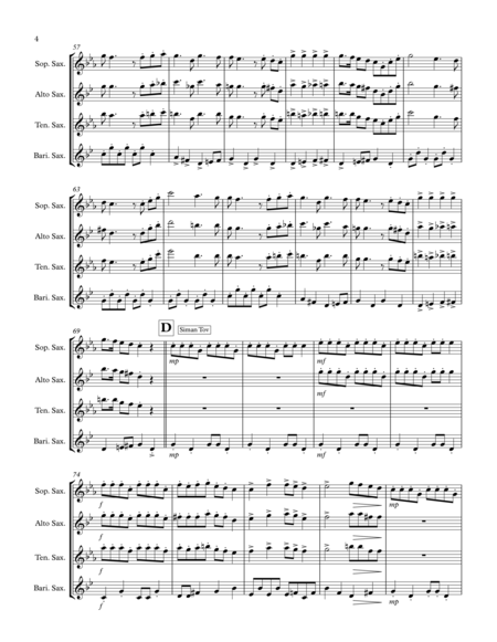 Jewish Medley: Saxophone Quartet image number null