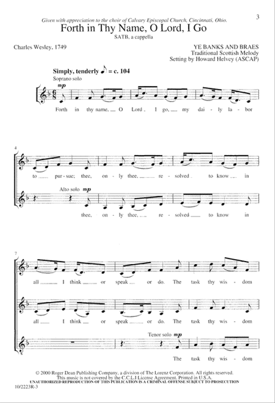 Forth in Thy Name, O Lord, I Go Divisi scores gallery preview page 3