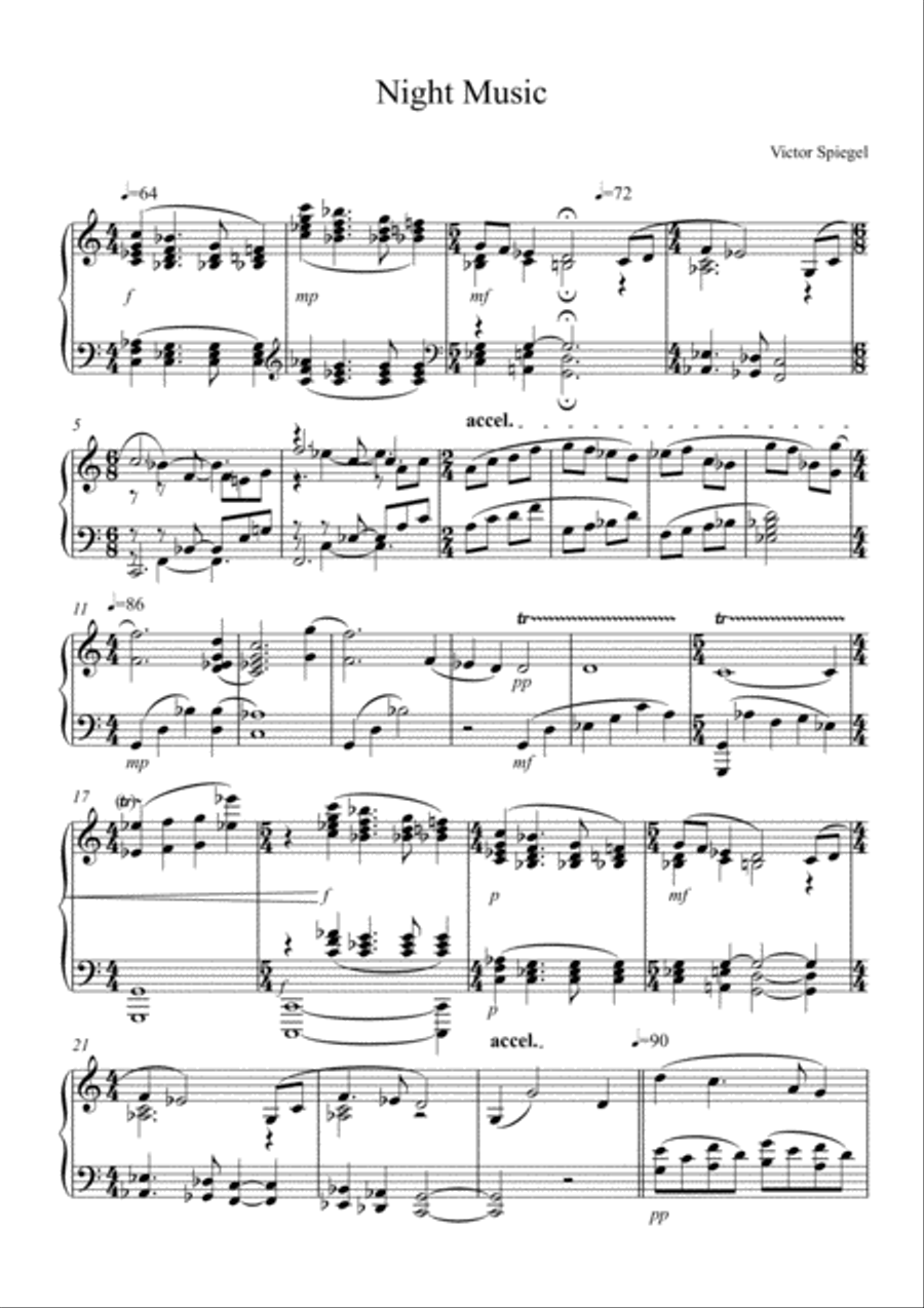 Night Music Piano Solo scores gallery preview page 1