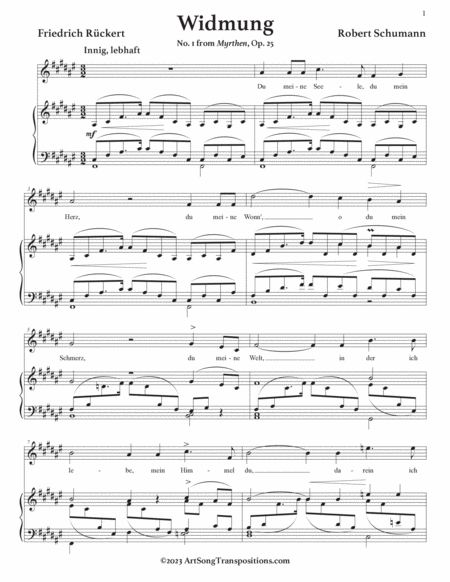 SCHUMANN: Widmung, Op. 25 no. 1 (transposed to F-sharp major)