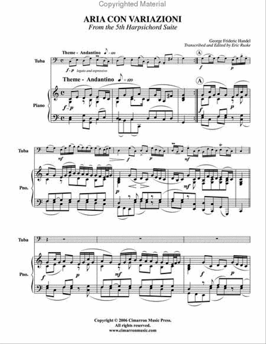 Aria Con Varizioni Tuba scores gallery preview page 2