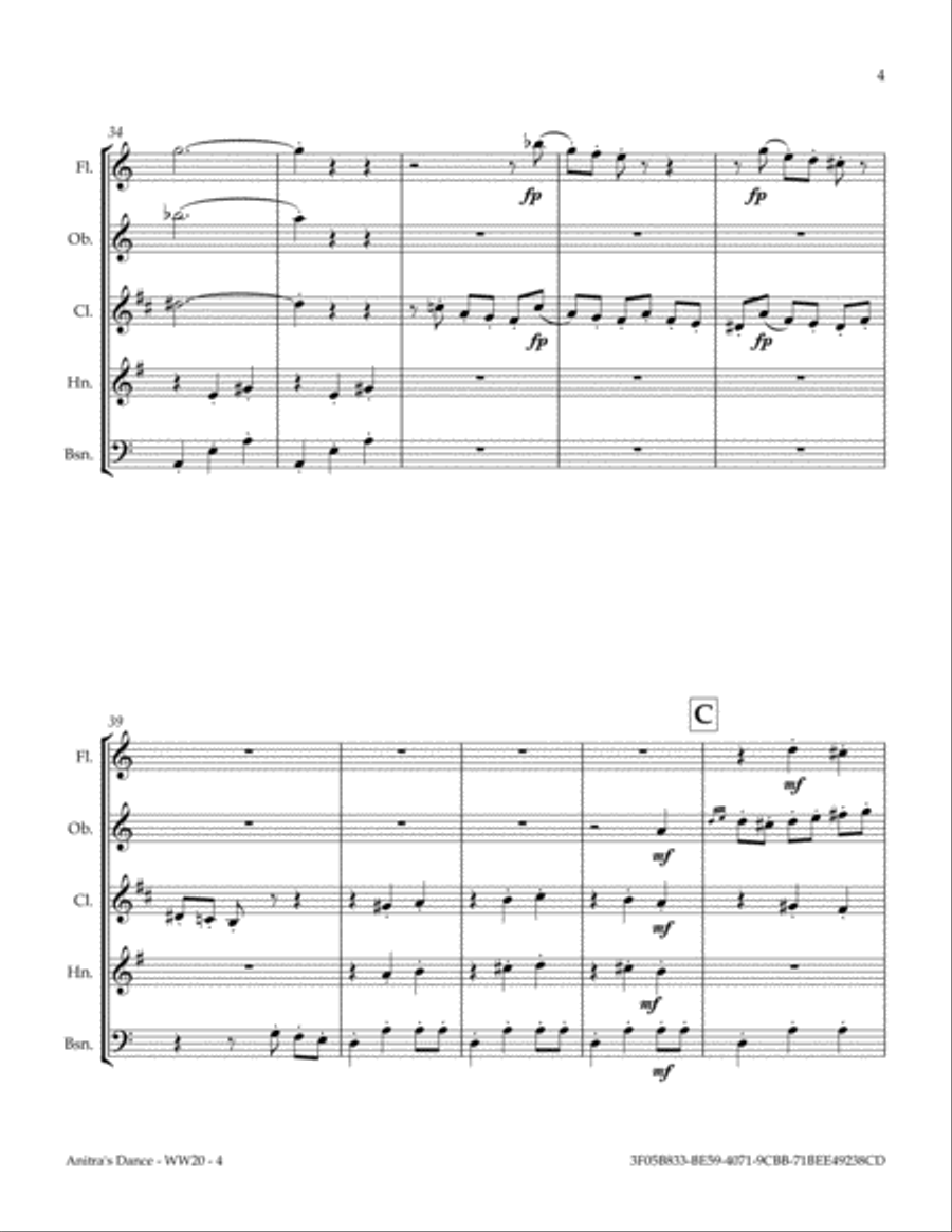 Anitra's Dance from Peer Gynt Suite Woodwind Quintet scores gallery preview page 5