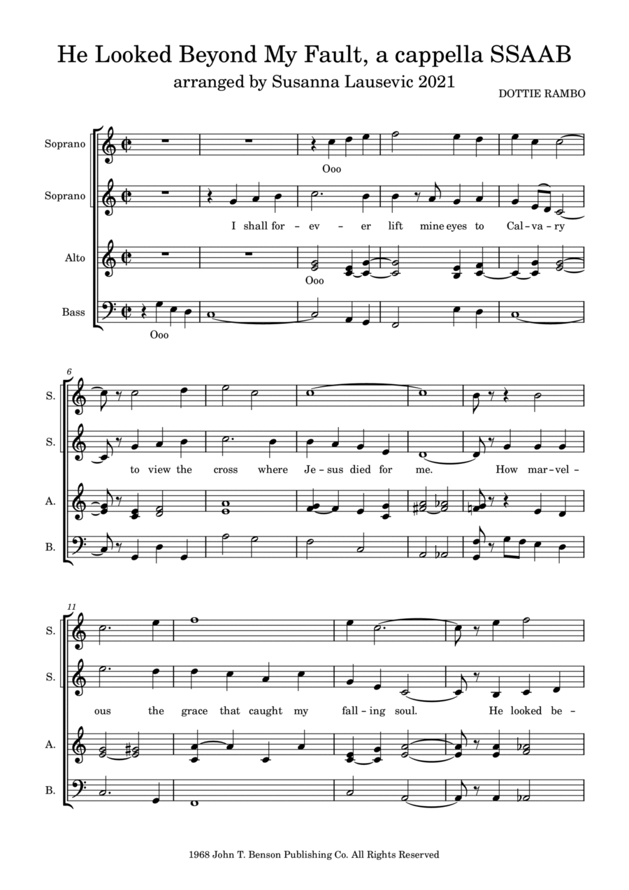 He Looked Beyond My Fault And Saw My Need 3-Part scores gallery preview page 1