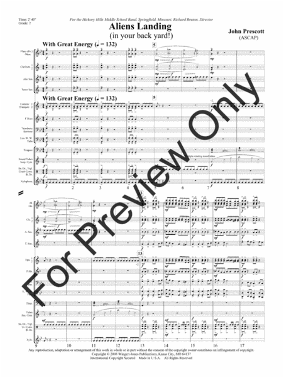 Aliens Landing Concert Band scores gallery preview page 5