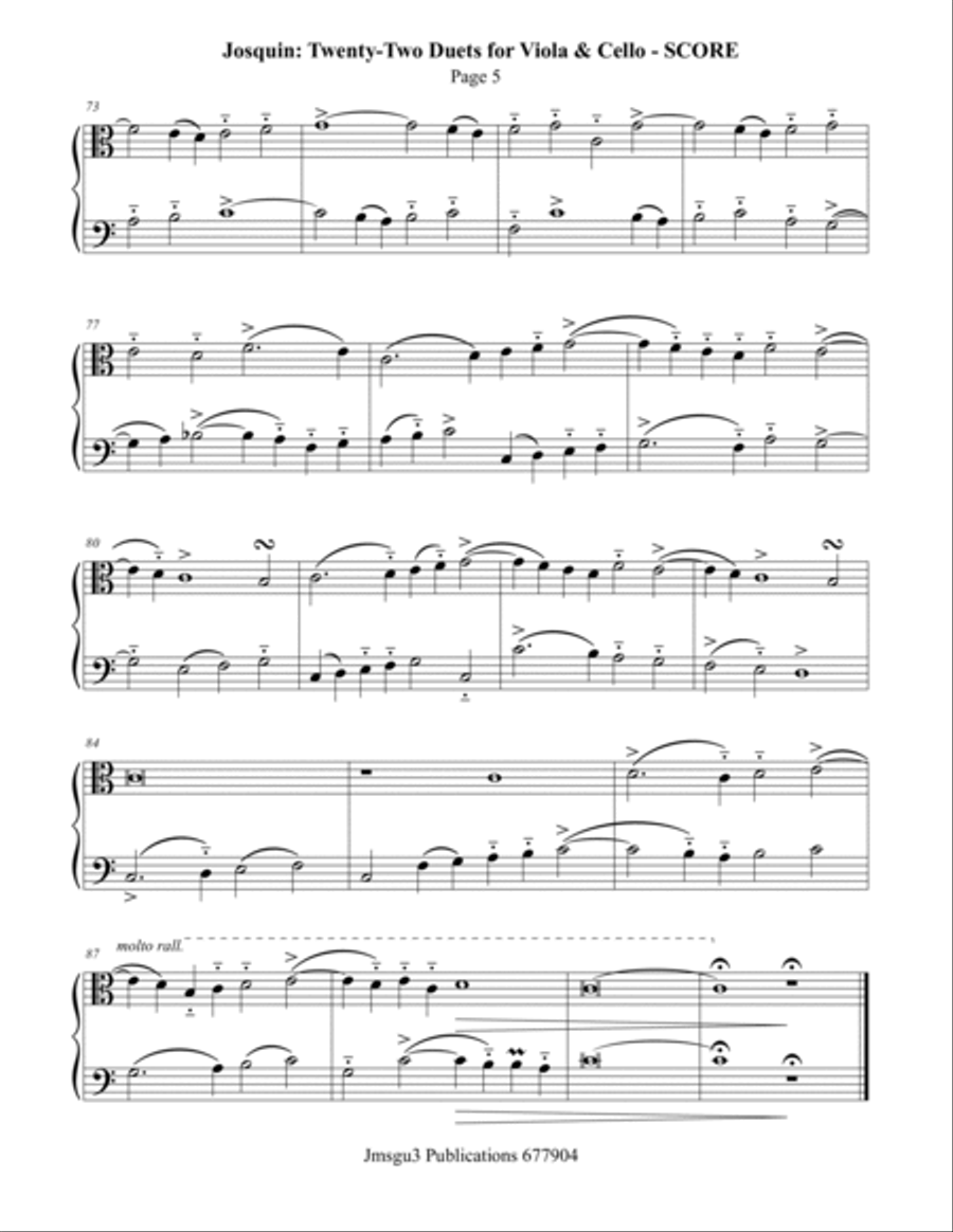 Josquin: 22 Duets for Viola and Cello String Duet scores gallery preview page 5