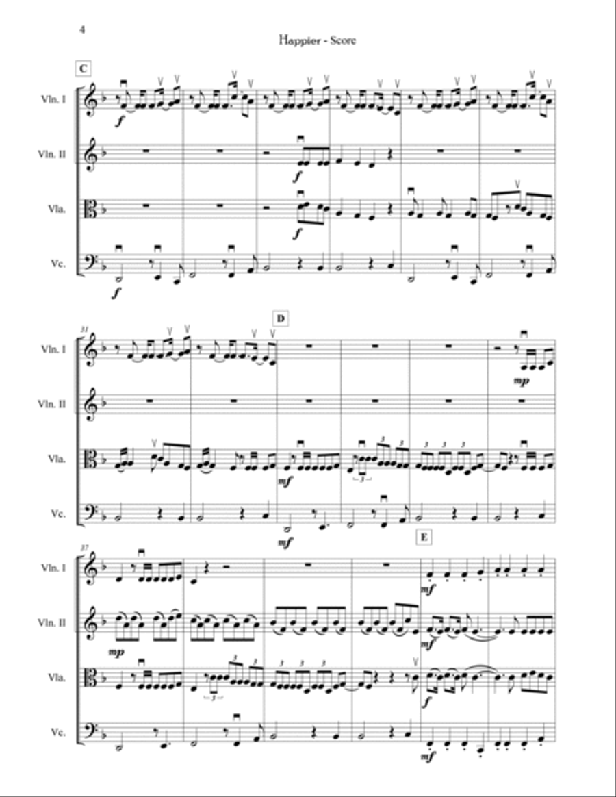 Happier Happier String Quartet scores gallery preview page 4