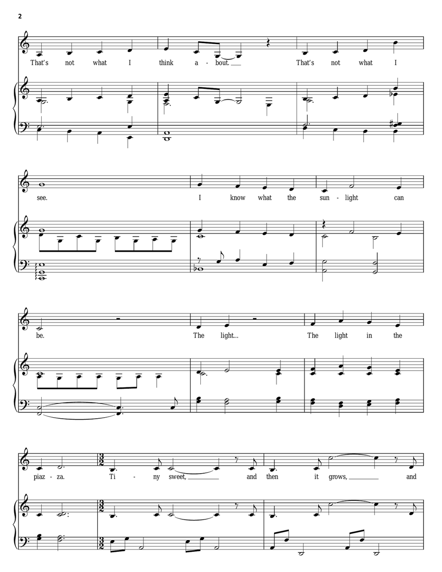 The Light In The Piazza Piano, Vocal, Guitar scores gallery preview page 2