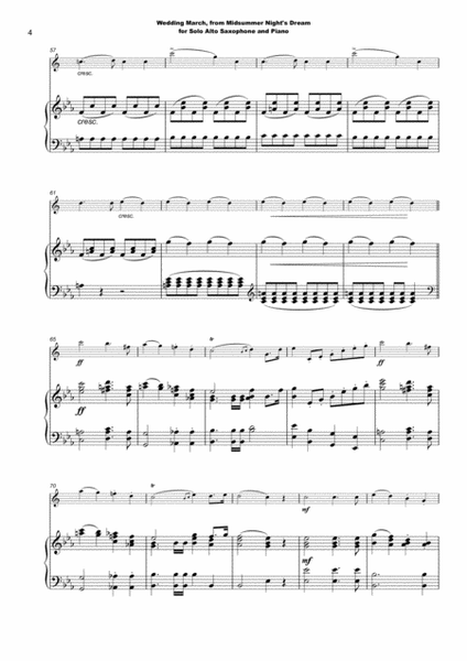 Wedding March by Mendelssohn, for Solo Alto Saxophone and Piano image number null