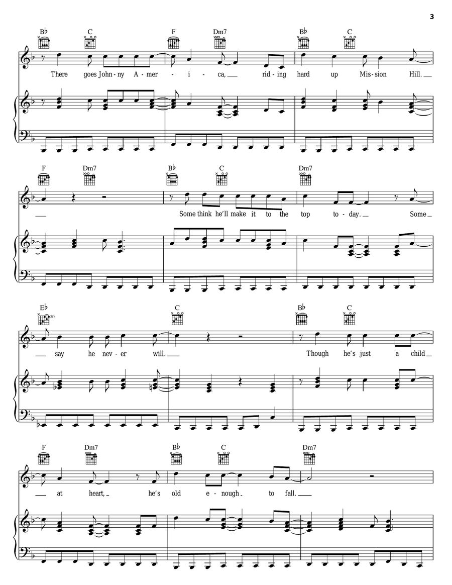 Johnny America Piano, Vocal, Guitar scores gallery preview page 3