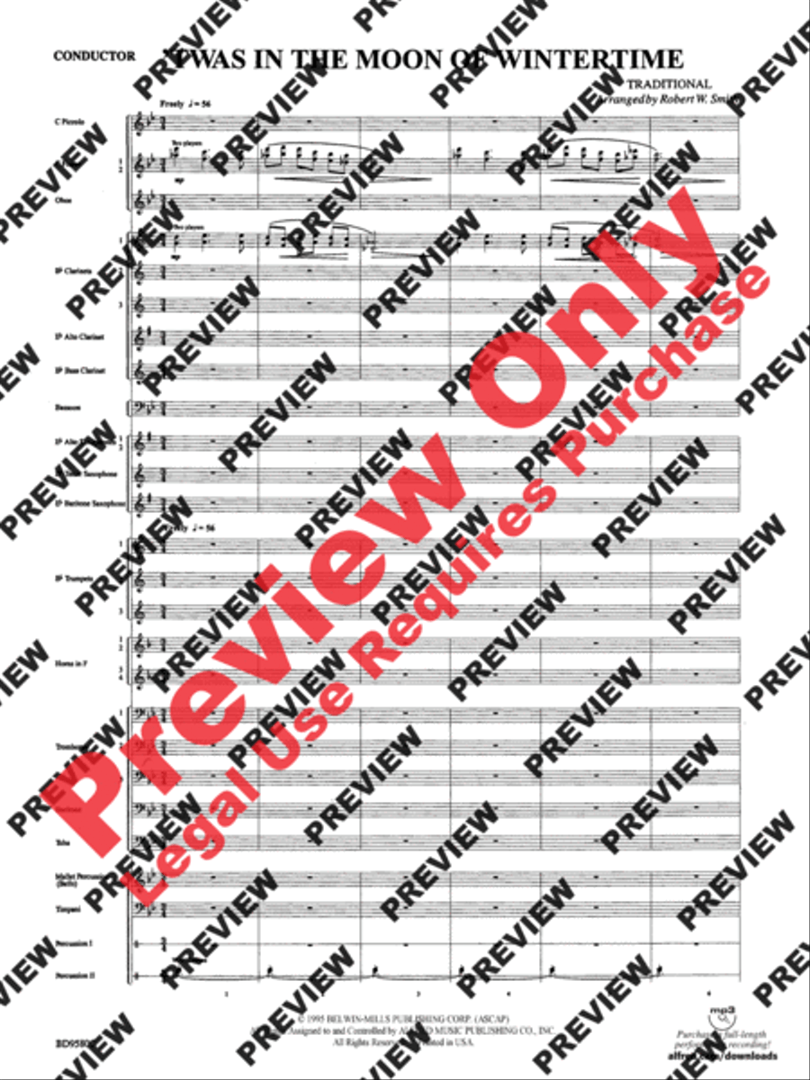 Twas in the Moon of Wintertime Concert Band scores gallery preview page 3