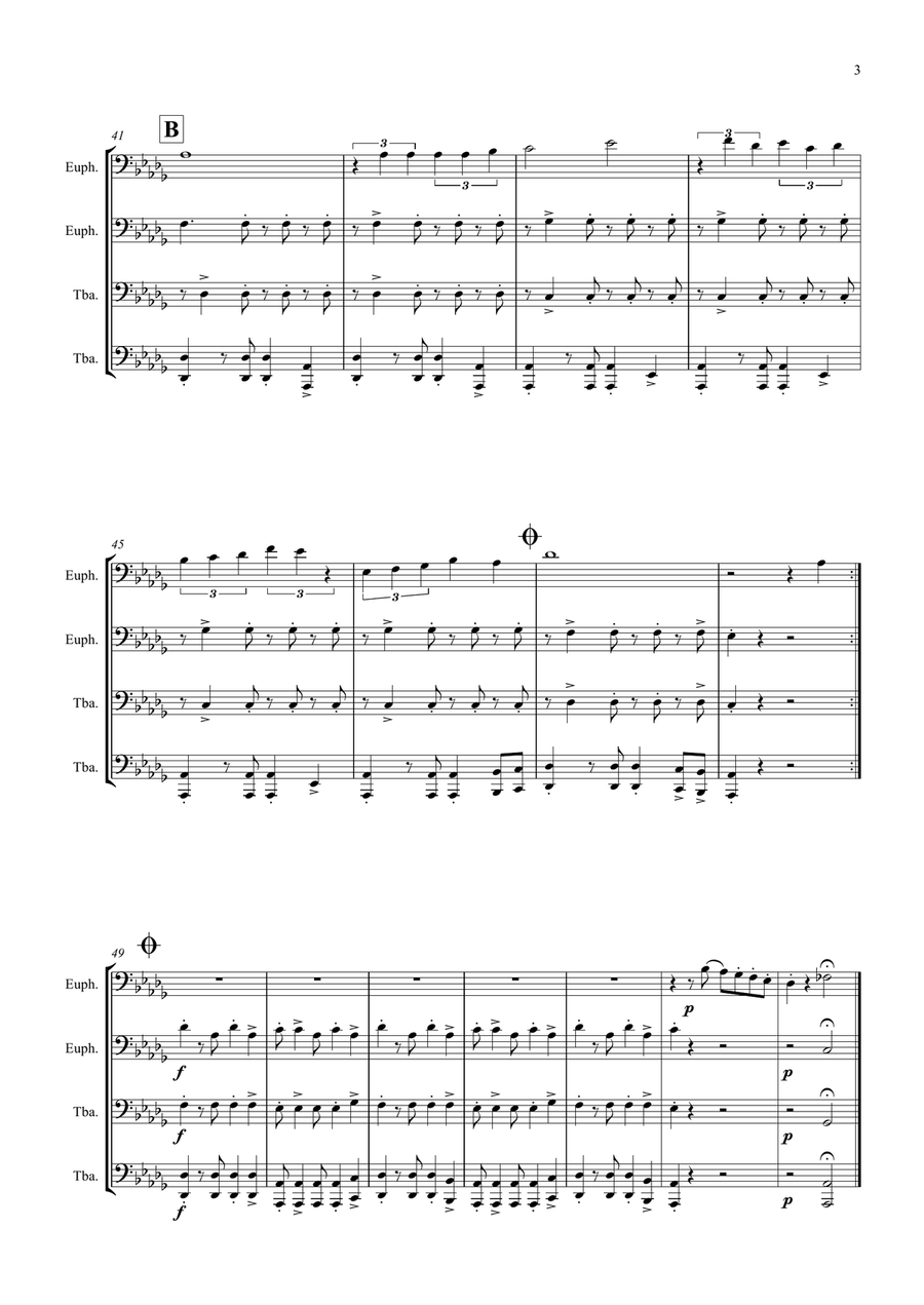 La Paloma - Spanish Habanera - Low Brass Quartet/Tuba Quartet Brass Quartet scores gallery preview page 3