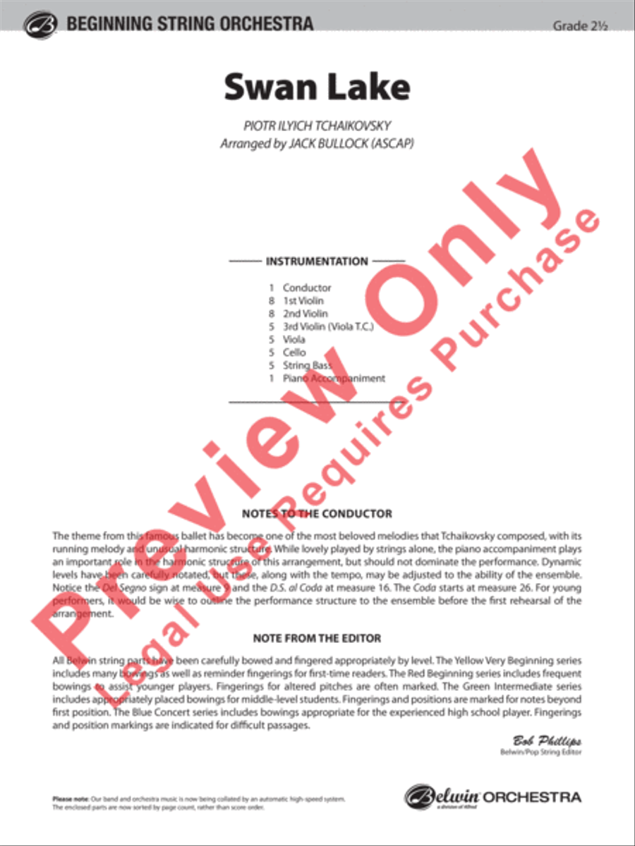 Swan Lake Swan Lake String Orchestra scores gallery preview page 2