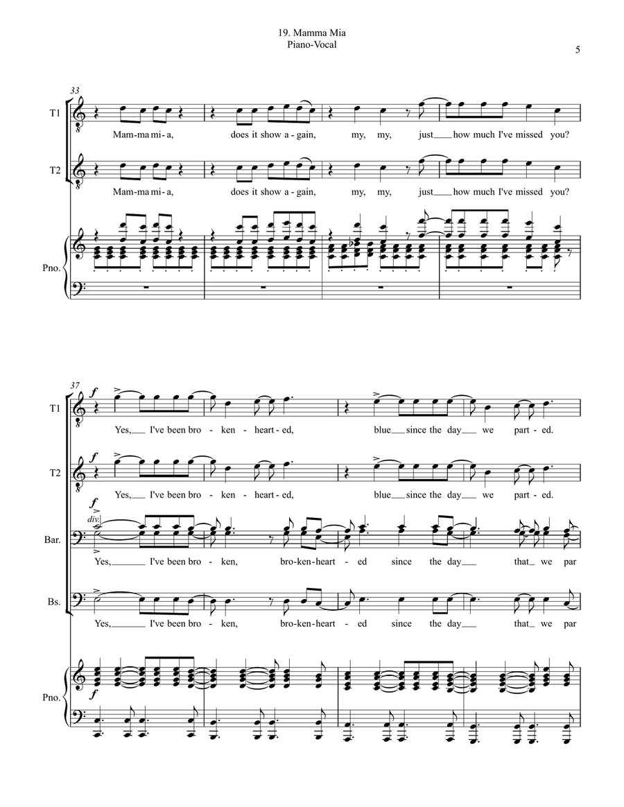 Mamma Mia Mamma Mia TTBB scores gallery preview page 5