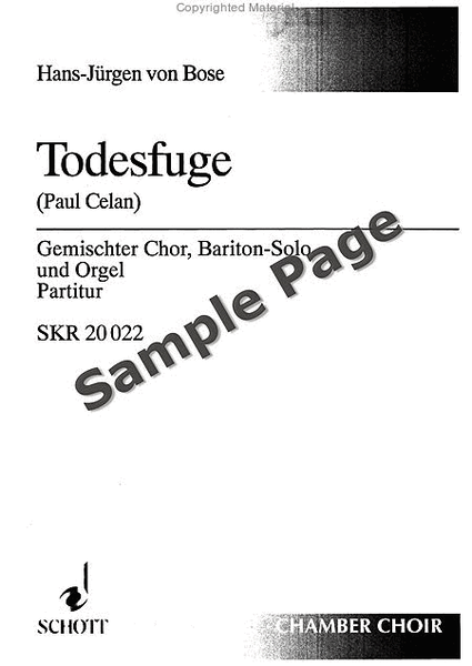 Todesfuge Chorus Baritone Organ