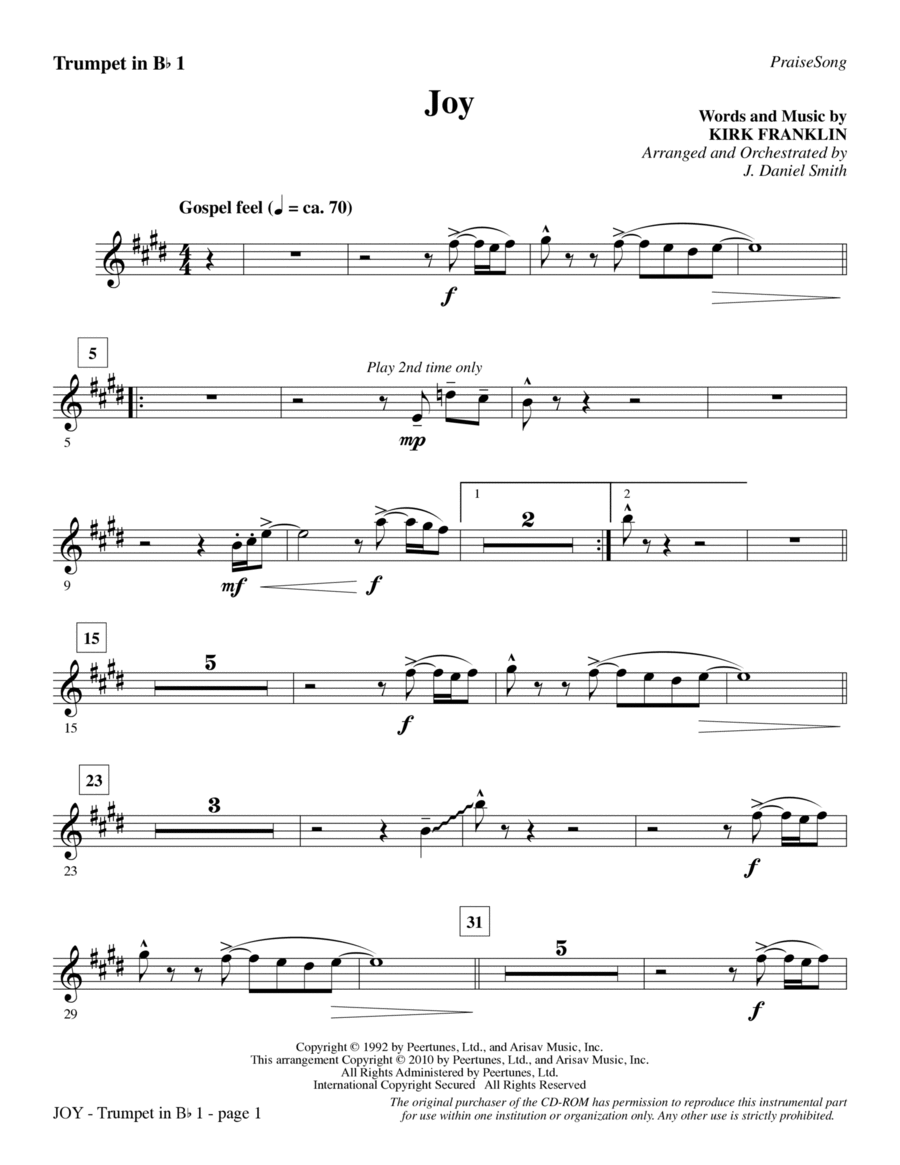 Joy - Trumpet 1 Joy - Trumpet 1 Choir scores gallery preview page 1