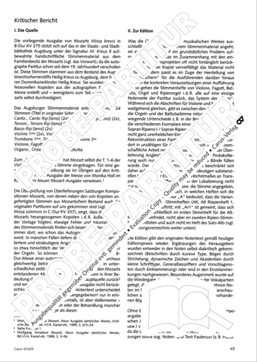 Missa brevis in B flat major 4-Part scores gallery preview page 50